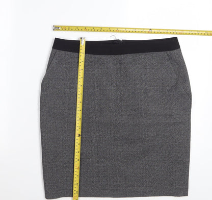 Next Women’s Grey Check Pencil Skirt Size 10 Workwear Stretch