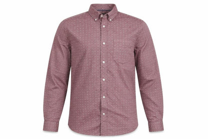 Marks & Spencer Men's Red Geometric Cotton Long Sleeve Shirt Size S