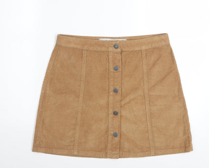 Denim Co. Women Beige Corduroy A-Line Button Skirt Size 12