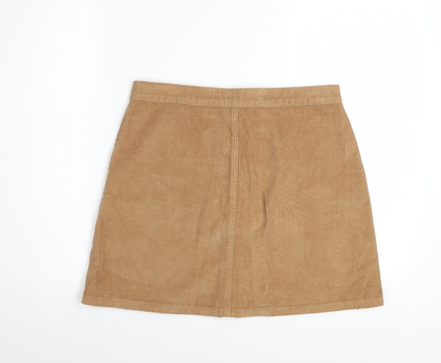 Denim Co. Women Beige Corduroy A-Line Button Skirt Size 12