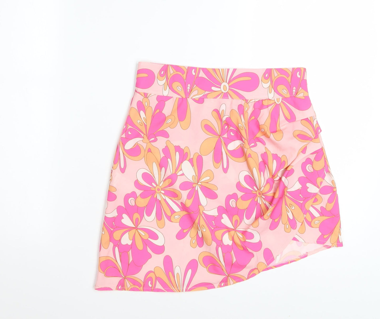 PrettyLittleThing Women's Pink Floral Mini Skirt Size 8