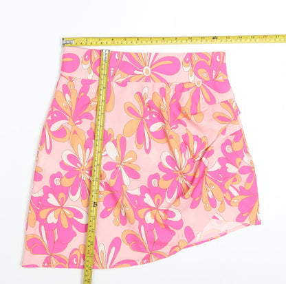 PrettyLittleThing Women's Pink Floral Mini Skirt Size 8