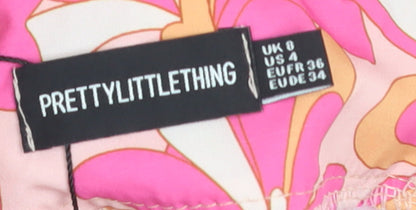 PrettyLittleThing Women's Pink Floral Mini Skirt Size 8