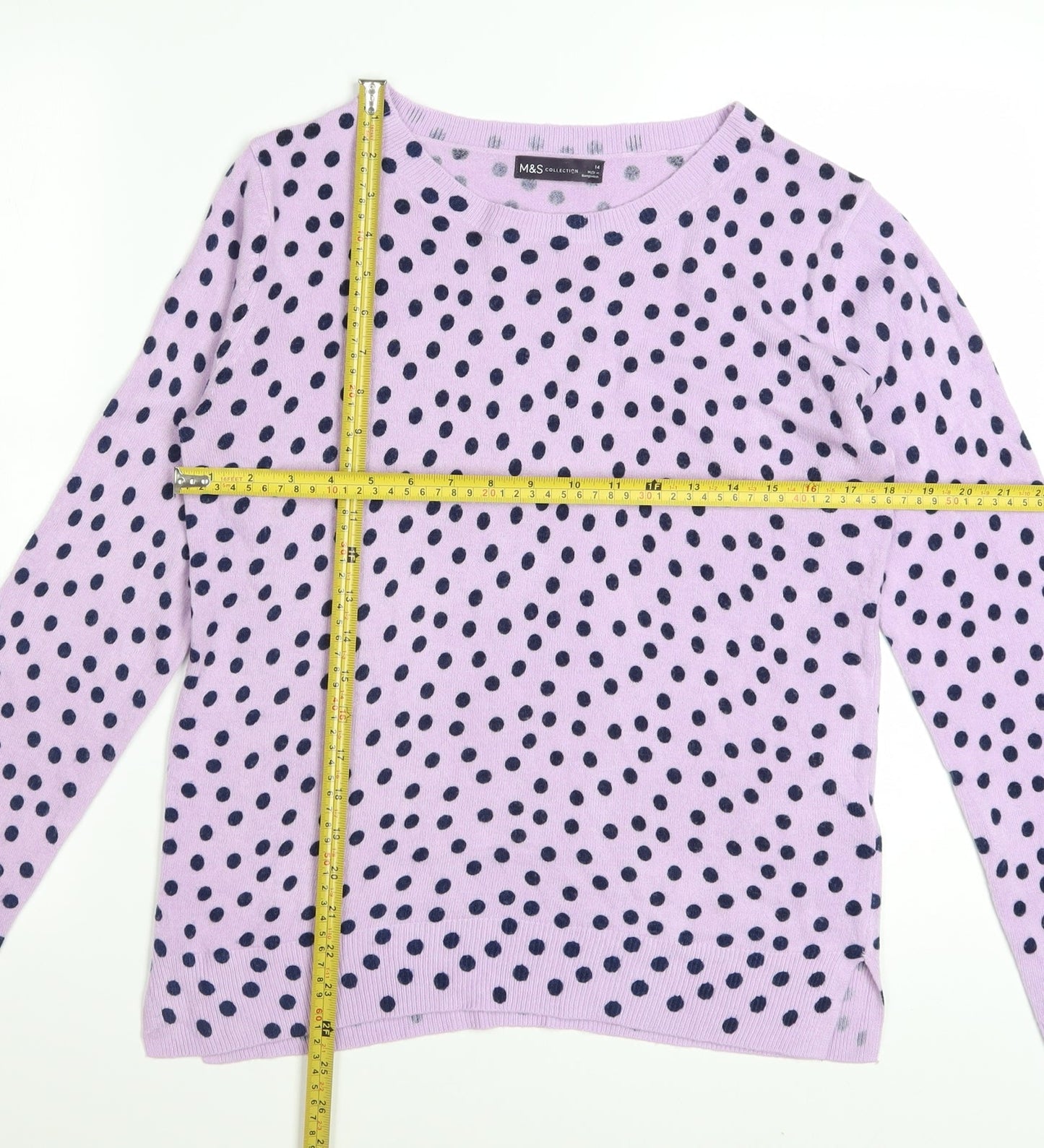 Marks and Spencer Women’s Lilac Polka Dot Jumper Size 14 Long Sleeve