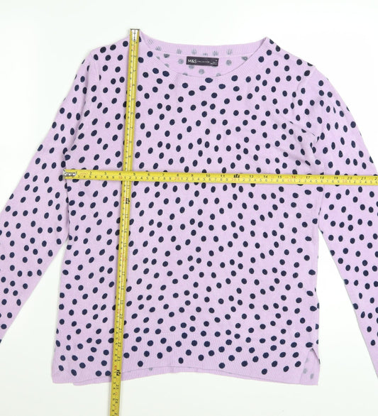 Marks and Spencer Women’s Lilac Polka Dot Jumper Size 14 Long Sleeve