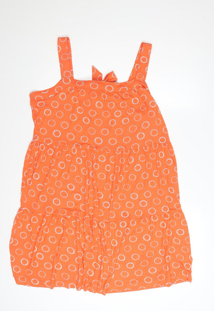 Next Women's Orange Polka Dot A-Line Sleeveless Dress Size 18