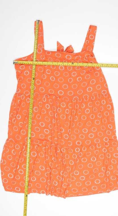 Next Women's Orange Polka Dot A-Line Sleeveless Dress Size 18