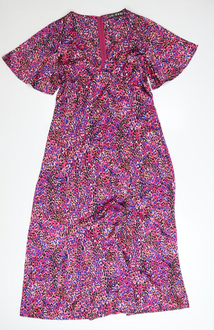 Girl In Mind Womens Multicoloured Leopard Midi Dress UK12