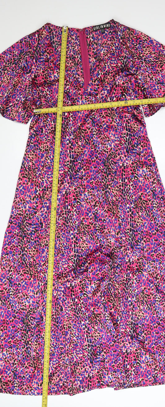 Girl In Mind Womens Multicoloured Leopard Midi Dress UK12