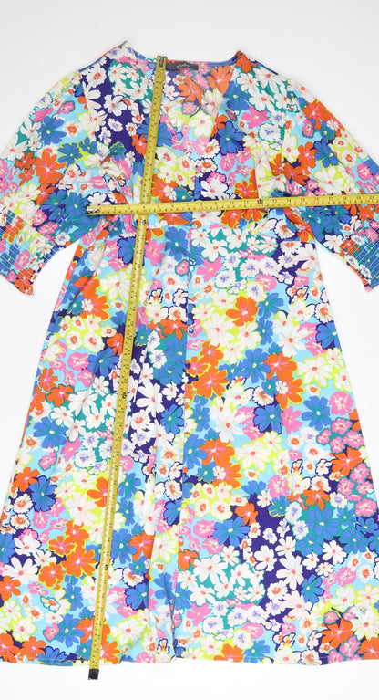 Studio Women’s Multicoloured Floral A-Line Midi Dress Size 16