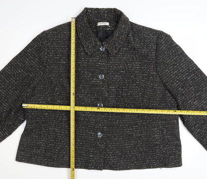 Damart Women’s Black Tweed Button Jacket Size 26 Lined Wool Blend