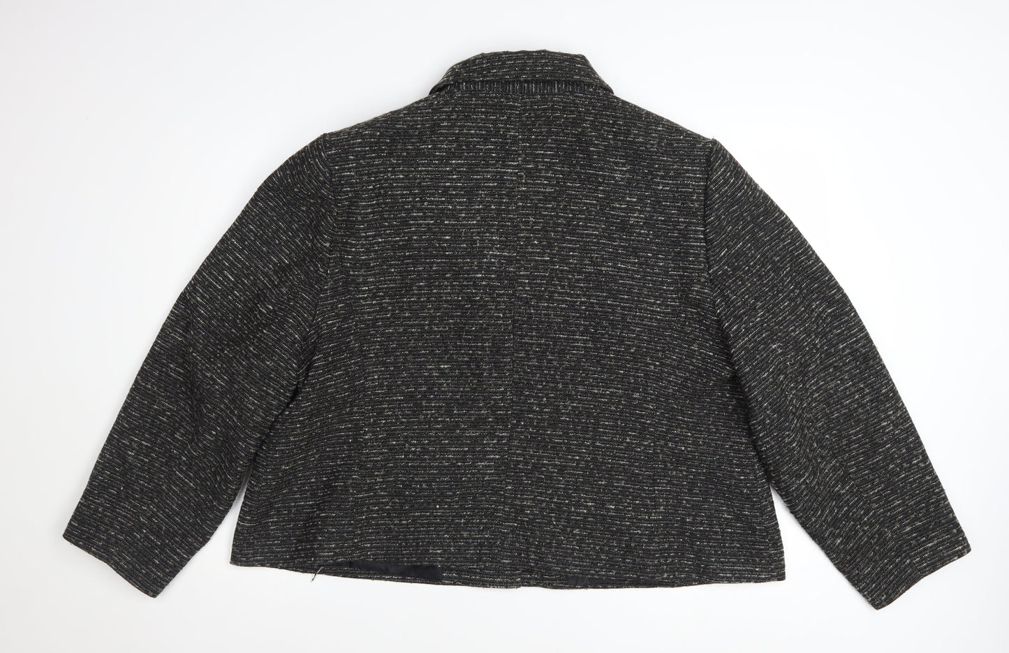 Damart Women’s Black Tweed Button Jacket Size 26 Lined Wool Blend