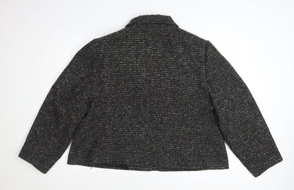 Damart Women’s Black Tweed Button Jacket Size 26 Lined Wool Blend