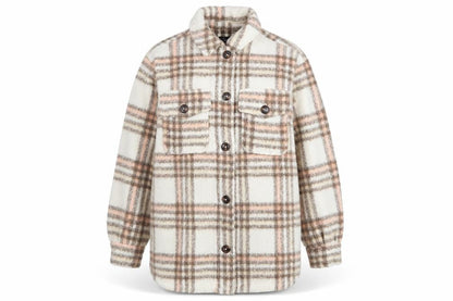 New Look Women Beige Checked Shacket Jacket UK 10 Relaxed Fit