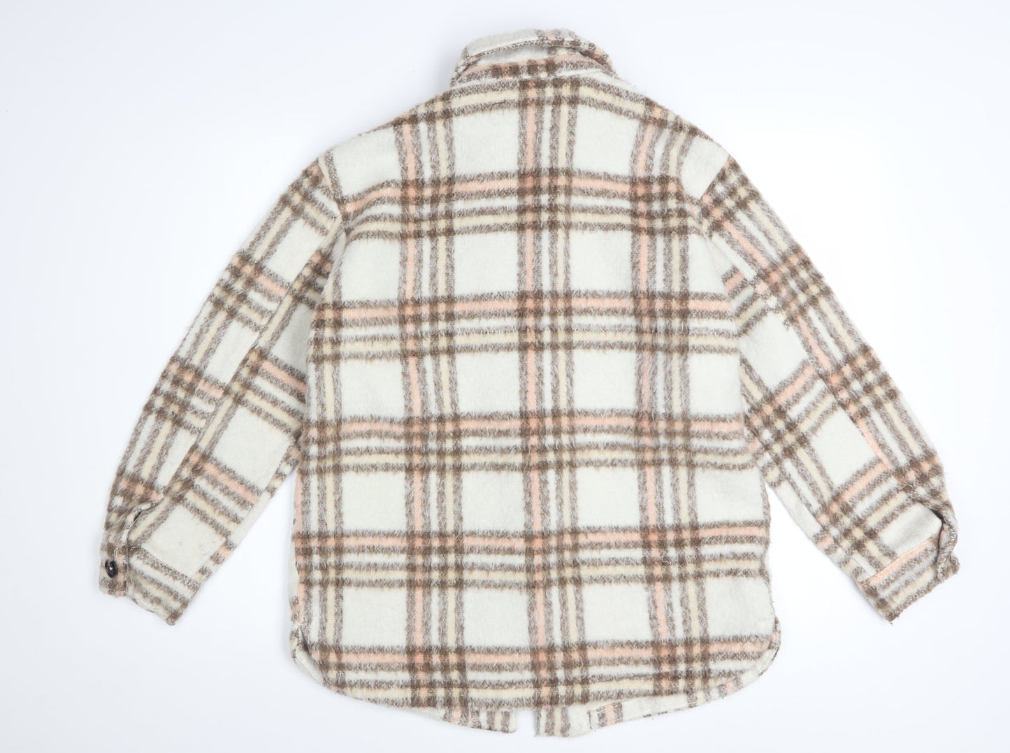New Look Women Beige Checked Shacket Jacket UK 10 Relaxed Fit