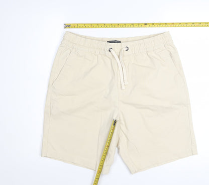 Denim Co. Men's Beige Chino Shorts M Relaxed Fit Drawstring Waist