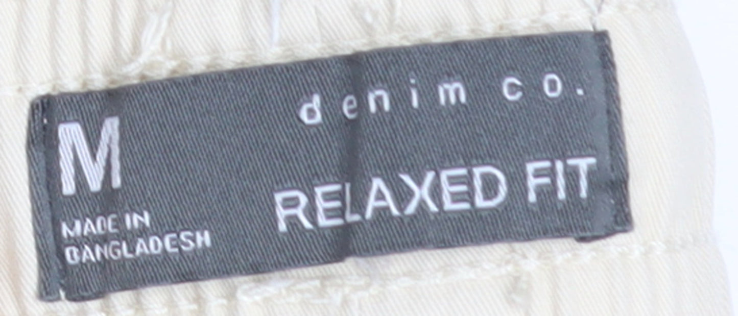 Denim Co. Men's Beige Chino Shorts M Relaxed Fit Drawstring Waist