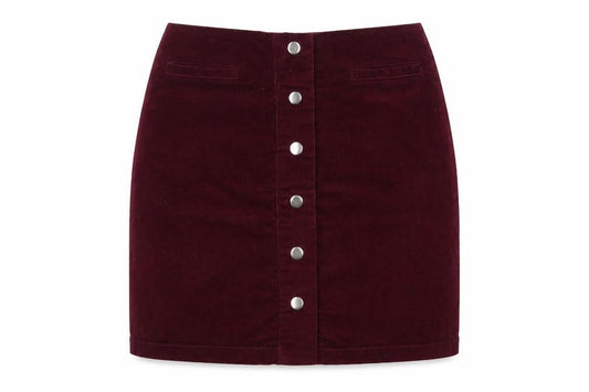 Papaya Women Red Corduroy Button Short Pencil Skirt Size 10