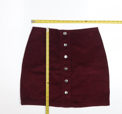 Papaya Women Red Corduroy Button Short Pencil Skirt Size 10
