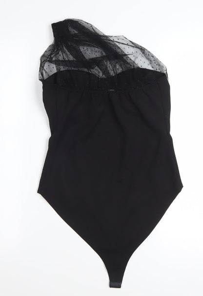 Rebellious Women's Black One Shoulder Mesh Bodysuit Size 10