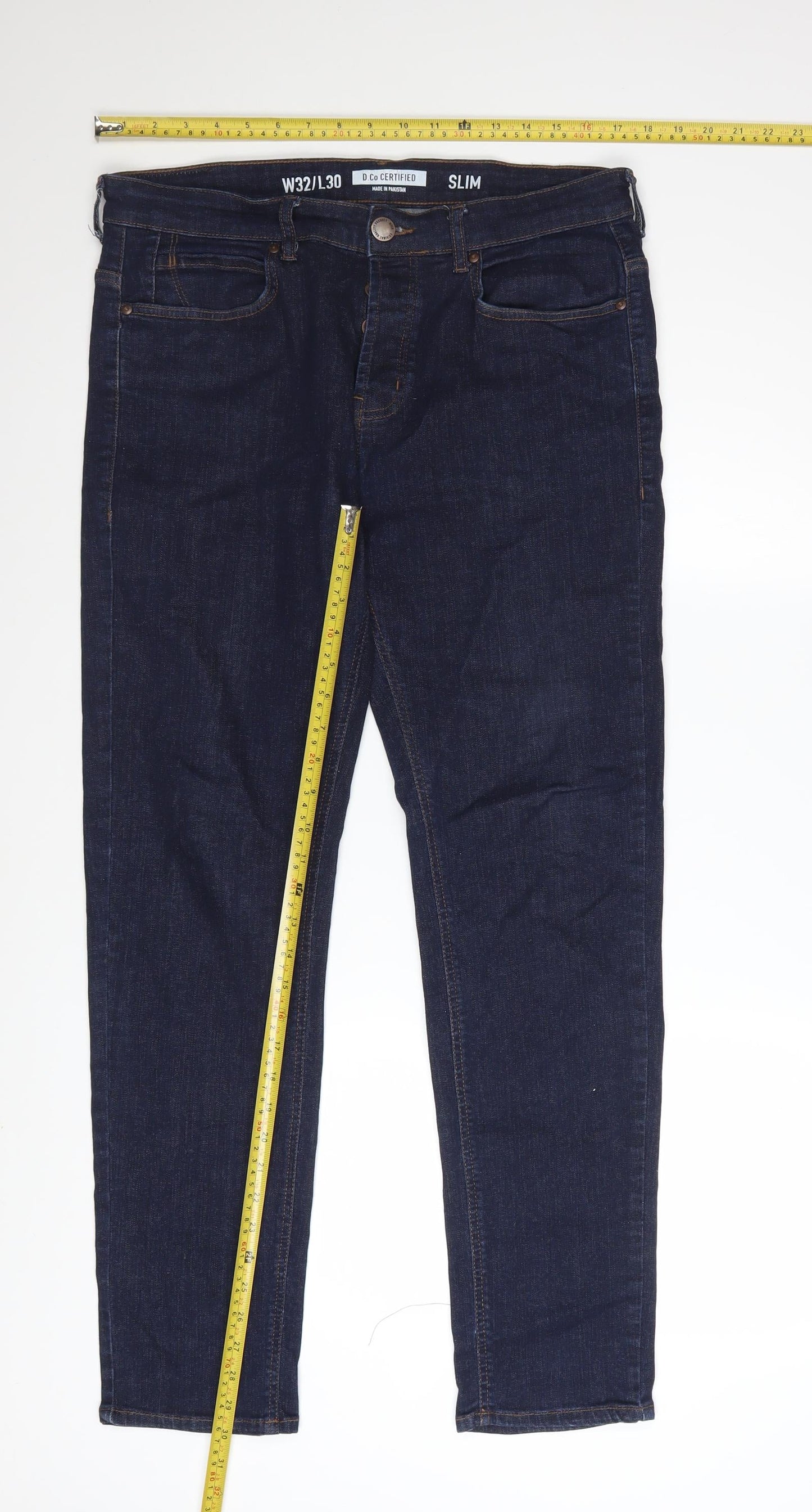 D.Co Certified Mens Blue Slim Fit Jeans W32 L30 Denim