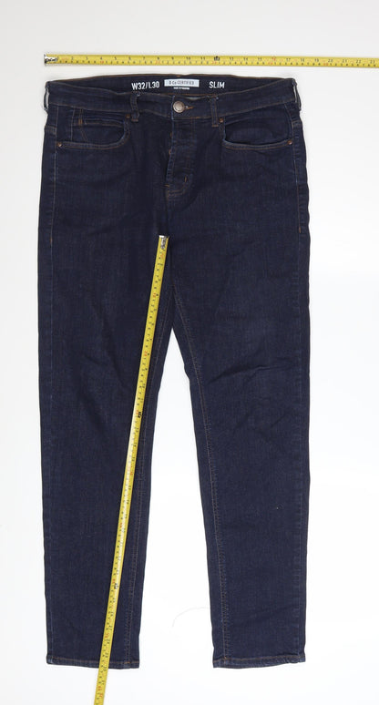 D.Co Certified Mens Blue Slim Fit Jeans W32 L30 Denim