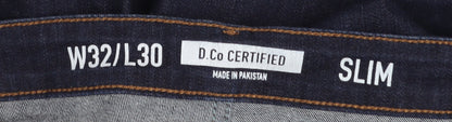 D.Co Certified Mens Blue Slim Fit Jeans W32 L30 Denim