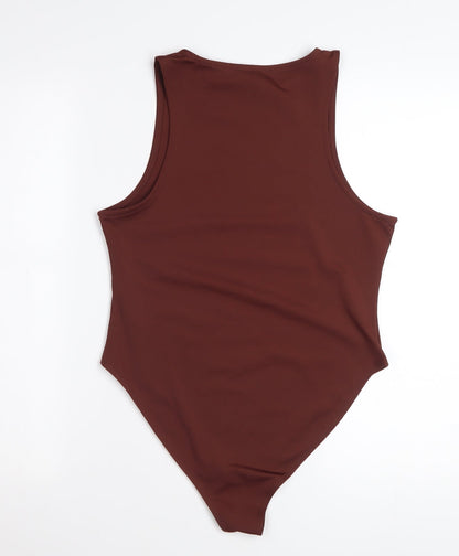 New Look Women Brown Bodysuit Size 14 Sleeveless Stretch Polyester