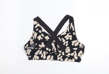 Mint Velvet Women's Black Animal Print Racerback Cotton Tank Top L