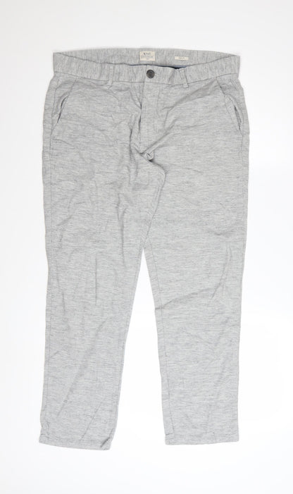 ACW85 Men's Grey Slim Fit Chino Trousers 34S Cotton Linen
