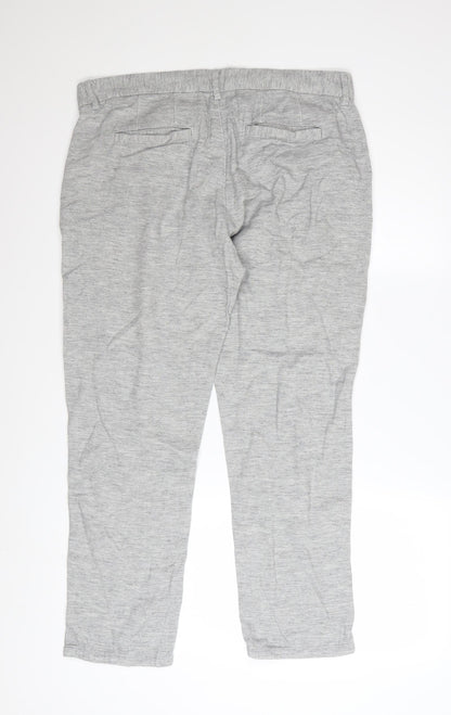 ACW85 Men's Grey Slim Fit Chino Trousers 34S Cotton Linen