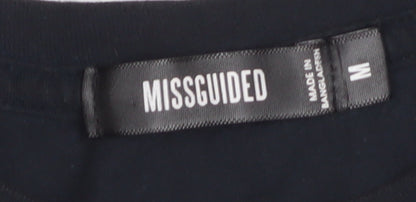 Missguided Women's Black Cotton Short Sleeve T-Shirt Size M
