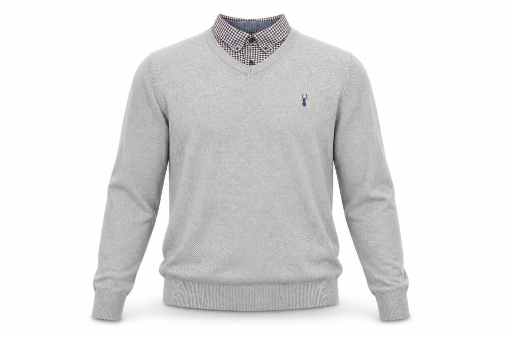 Next Men’s Grey V-Neck Cotton Pullover Jumper Size M