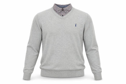 Next Men’s Grey V-Neck Cotton Pullover Jumper Size M