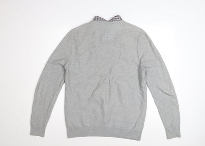 Next Men’s Grey V-Neck Cotton Pullover Jumper Size M