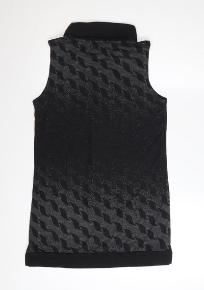 Capuccino Knithouse Women's Black Geometric Roll Neck Sleeveless Knit Top Size 10