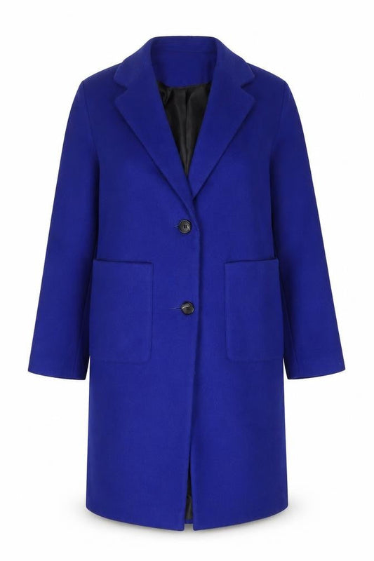 Primark Women Blue Size 10 Wool Blend Mid-Length Overcoat