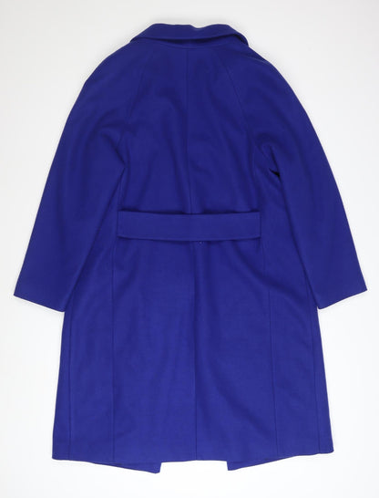 Primark Women Blue Size 10 Wool Blend Mid-Length Overcoat