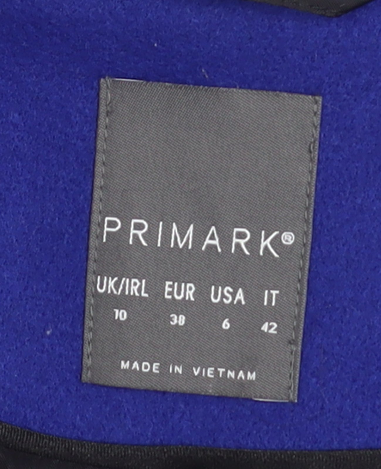 Primark Women Blue Size 10 Wool Blend Mid-Length Overcoat
