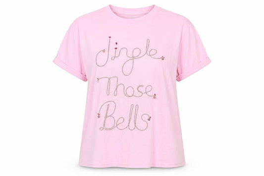 George Women Pink XL Christmas Beaded Short Sleeve T-Shirt