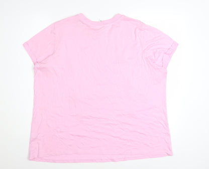 George Women Pink XL Christmas Beaded Short Sleeve T-Shirt