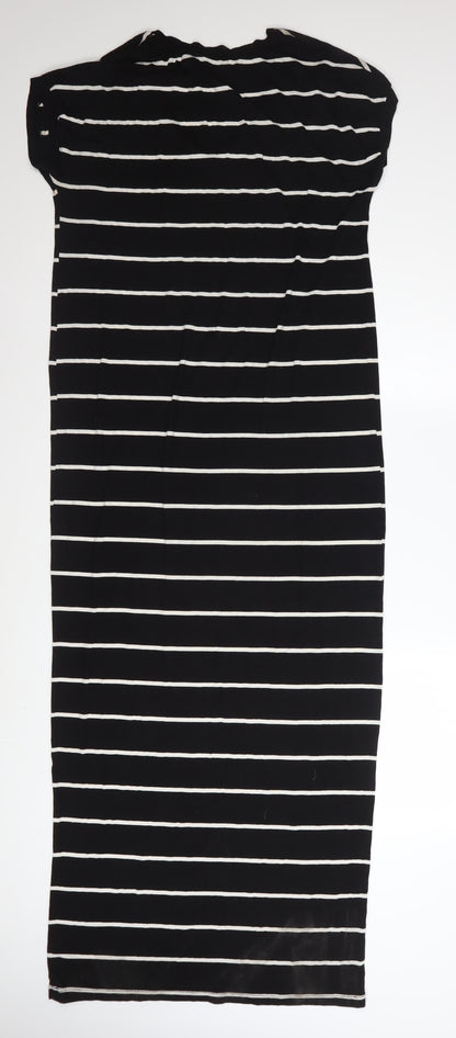 Zara Women Black Striped T-Shirt Dress Size 12 Casual Jersey