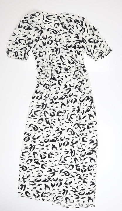 Vero Moda Women’s White Animal Print Midi Wrap Dress Size M