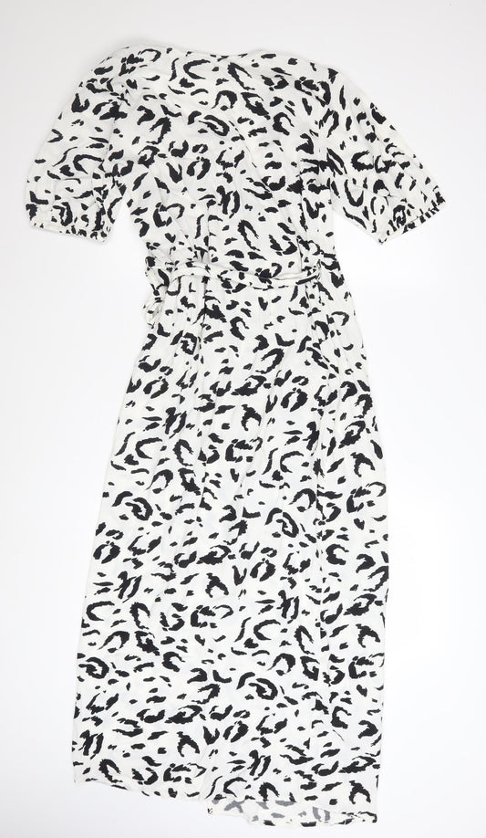 Vero Moda Women’s White Animal Print Midi Wrap Dress Size M