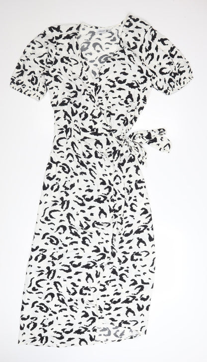 Vero Moda Women’s White Animal Print Midi Wrap Dress Size M