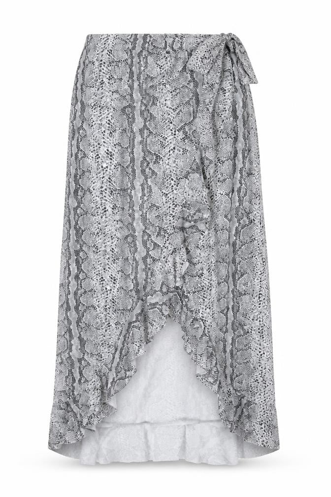 Boohoo Womens Grey Snake Print Wrap Midi Skirt Size 18
