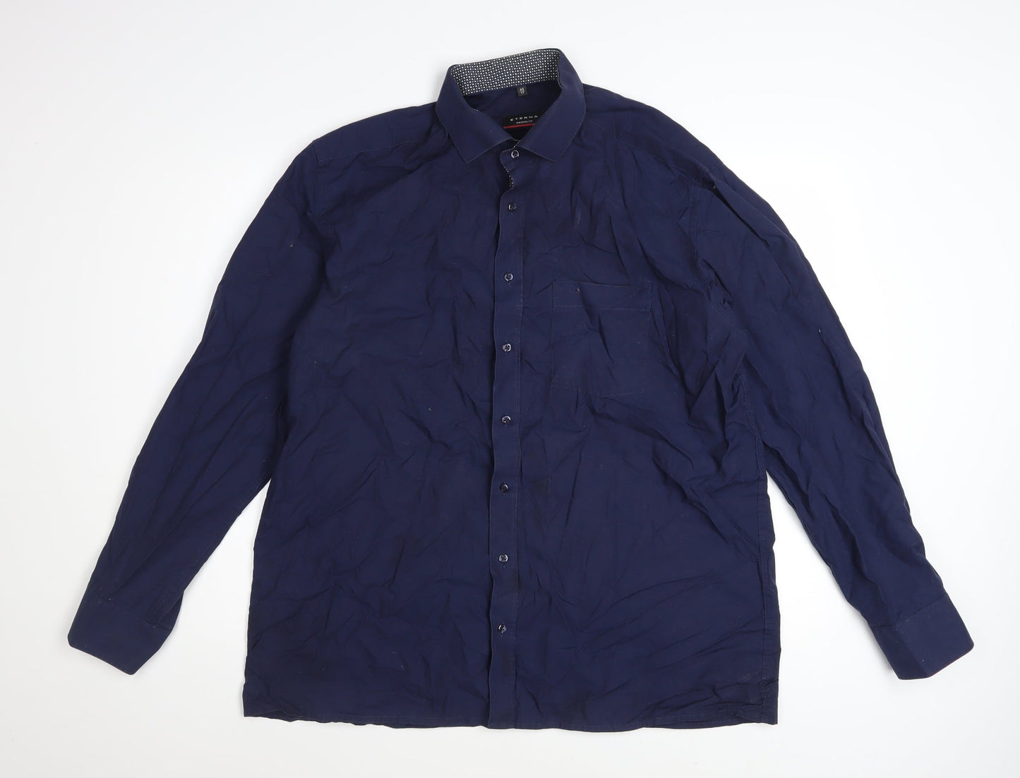 Eterna Men's Blue Modern Fit Long Sleeve Dress Shirt Size 17 43cm