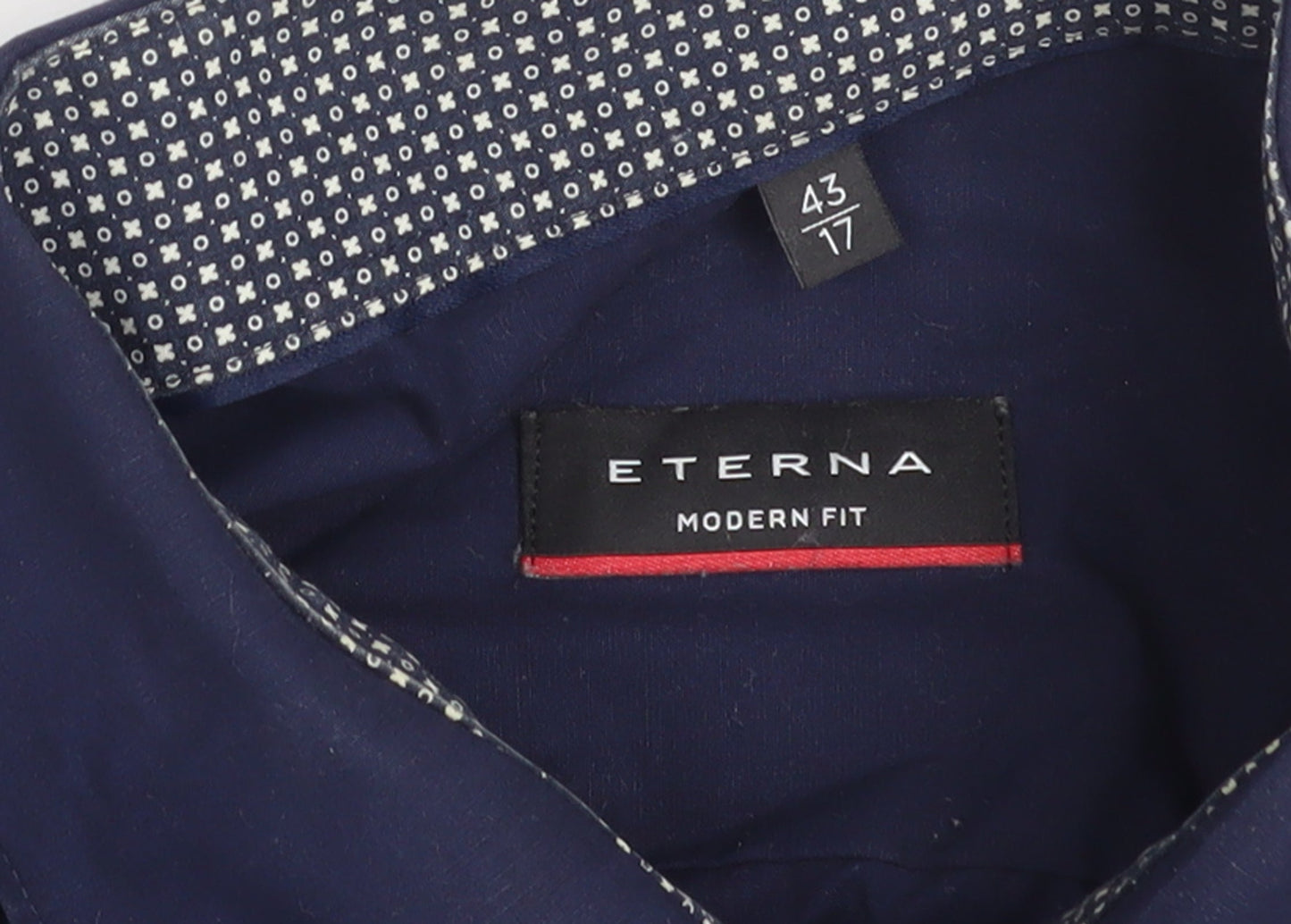 Eterna Men's Blue Modern Fit Long Sleeve Dress Shirt Size 17 43cm