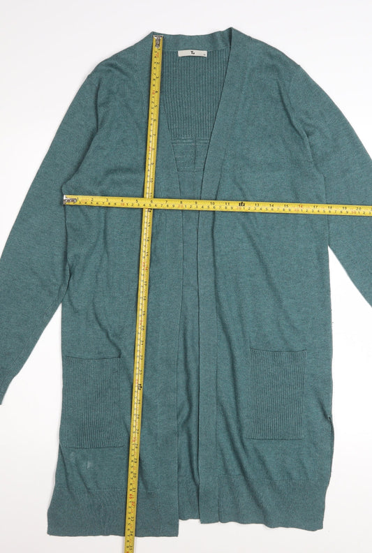 Tu Womens Teal Cardigan Size 12 Long Sleeve Open Front Knit