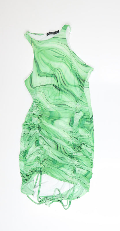 I Saw It First Womens Green Ruched Bodycon Dress Size 10